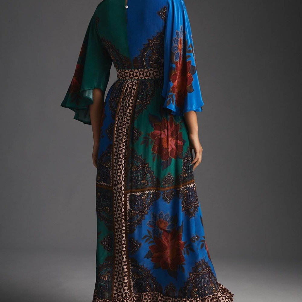 Farm Rio for Anthropologie Multicolor Floral Maxi Dress XL Petite - Picture 12 of 14